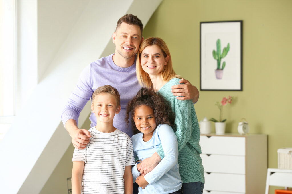 A happy foster family at home